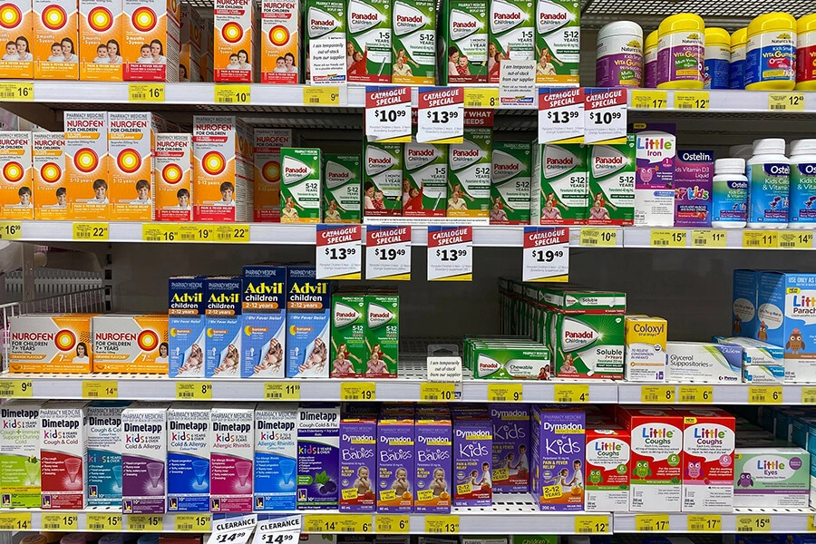 Sale tags on pharmacy products